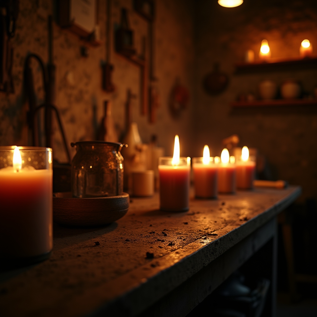 Laboratorio artigianale Vorenmorlab con candele profumate in produzione