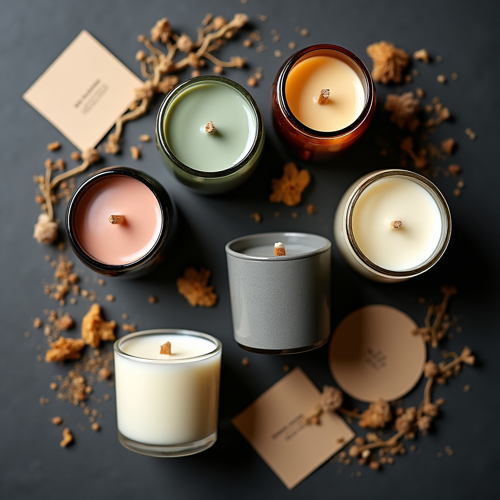 Candele profumate artigianali con cera di soia e cocco in contenitori di vetro